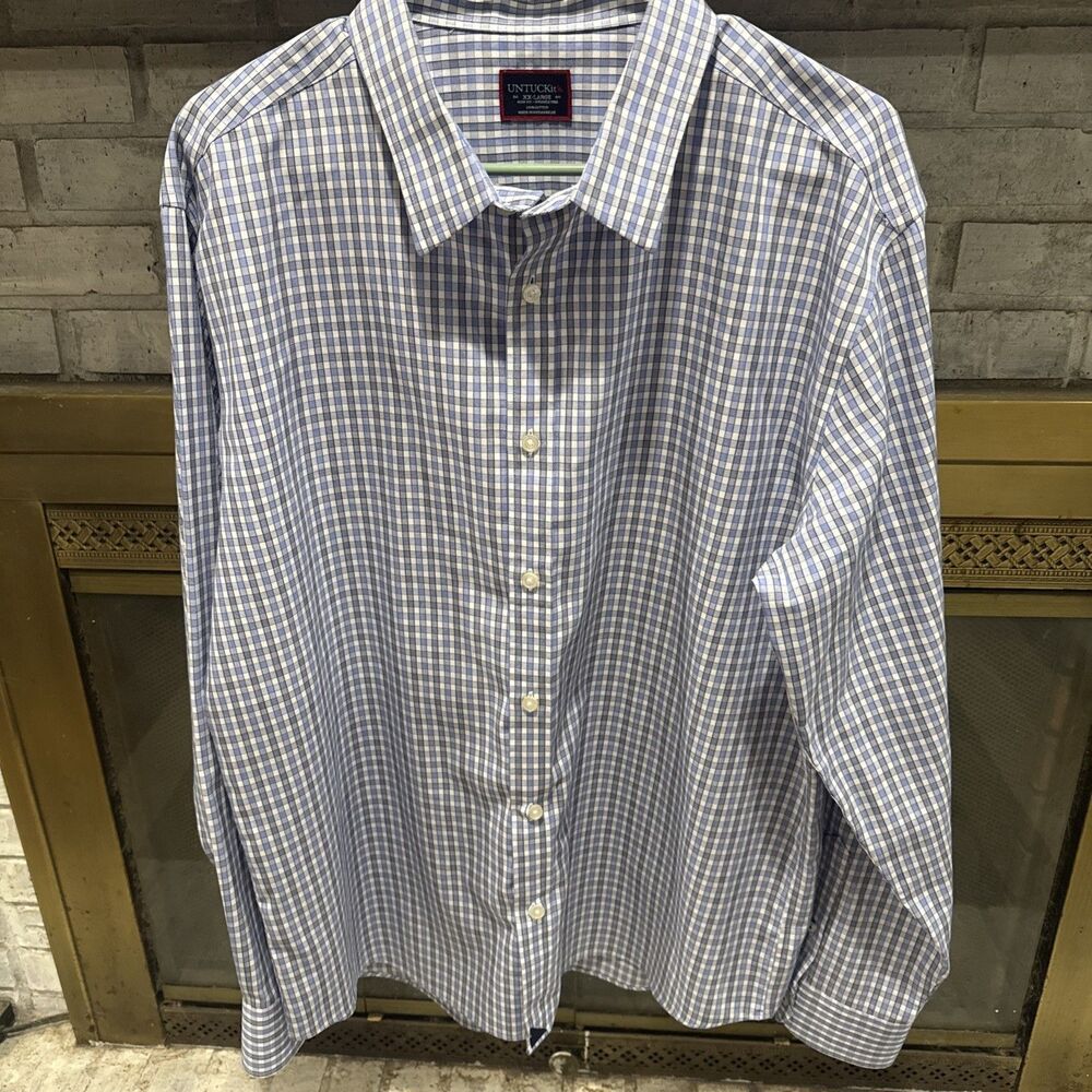 Men’s Untuckit 2XL Sleeve Blue Dress Shirt